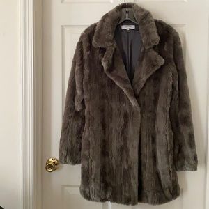 John + Jenn Anthropologie Grey Faux Fur coat